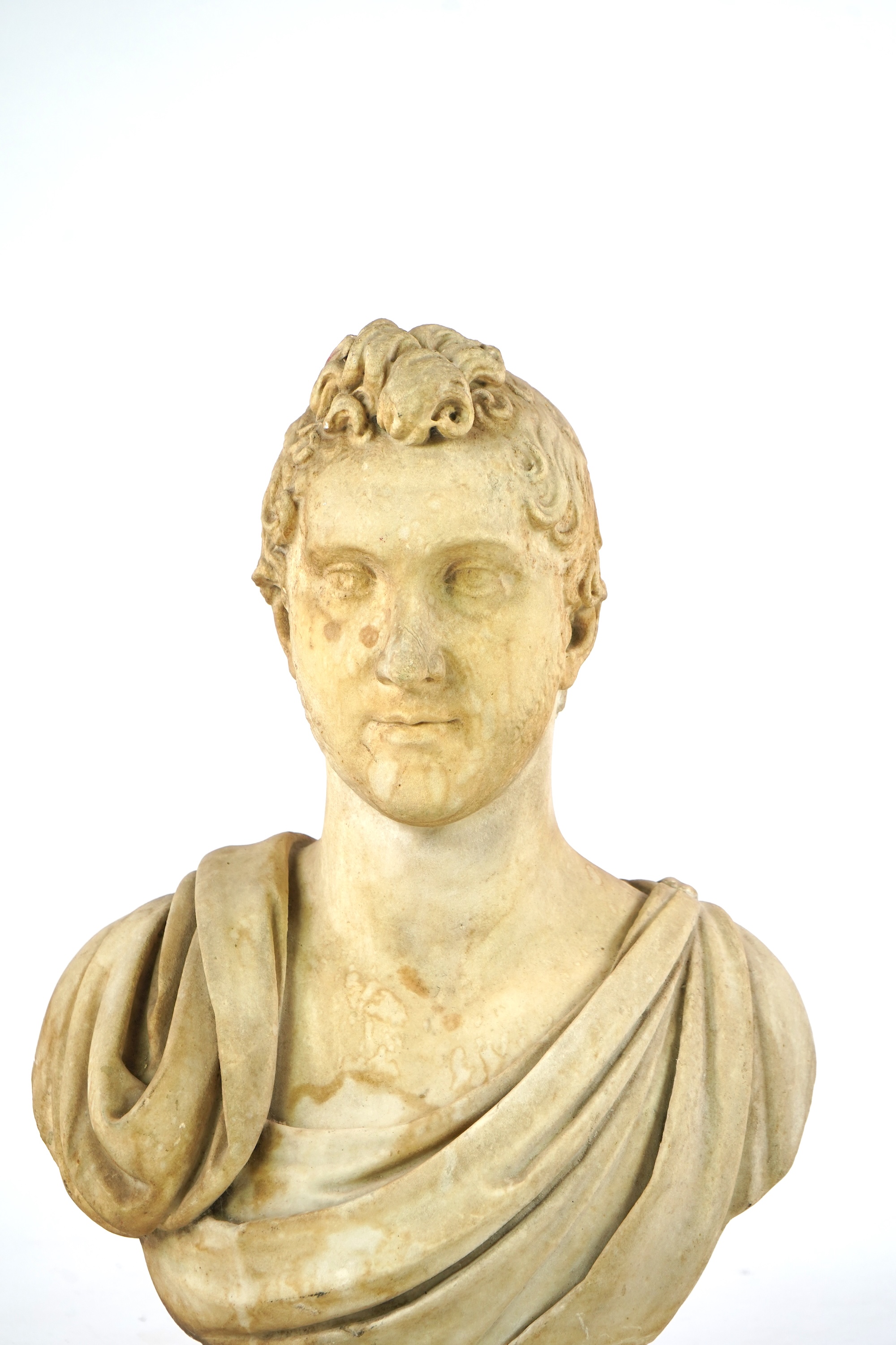 A neoclassical life size marble bust of a gentleman, early 19th century